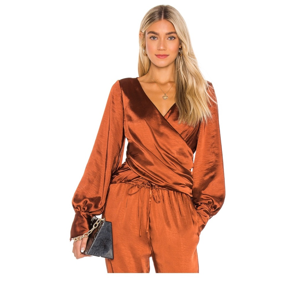 LPA elastic criss cross blouse brown